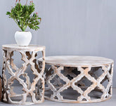 Bristol Solid Mango Wood Round Coffee Table Whitewash